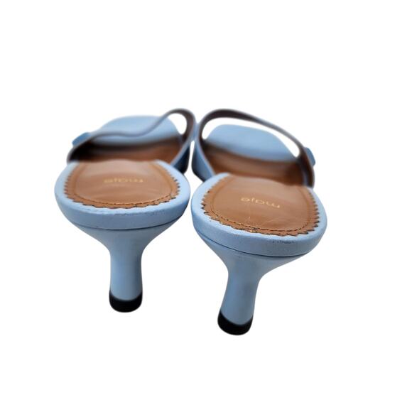 Maje Light Blue Leather 90's Inspired Kitten Heel Mules Size 37/ US 6.5 - Picture 3 of 6